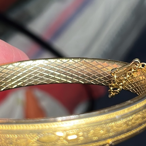 Vintage gold damascene bangle bracelet - Picture 6 of 8